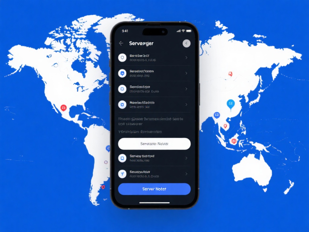 选择服务器节点：打开应用后，您会看到多个服务器节点