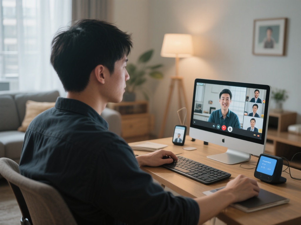 小明是一位在家办公的自由职业者，经常需要通过视频会