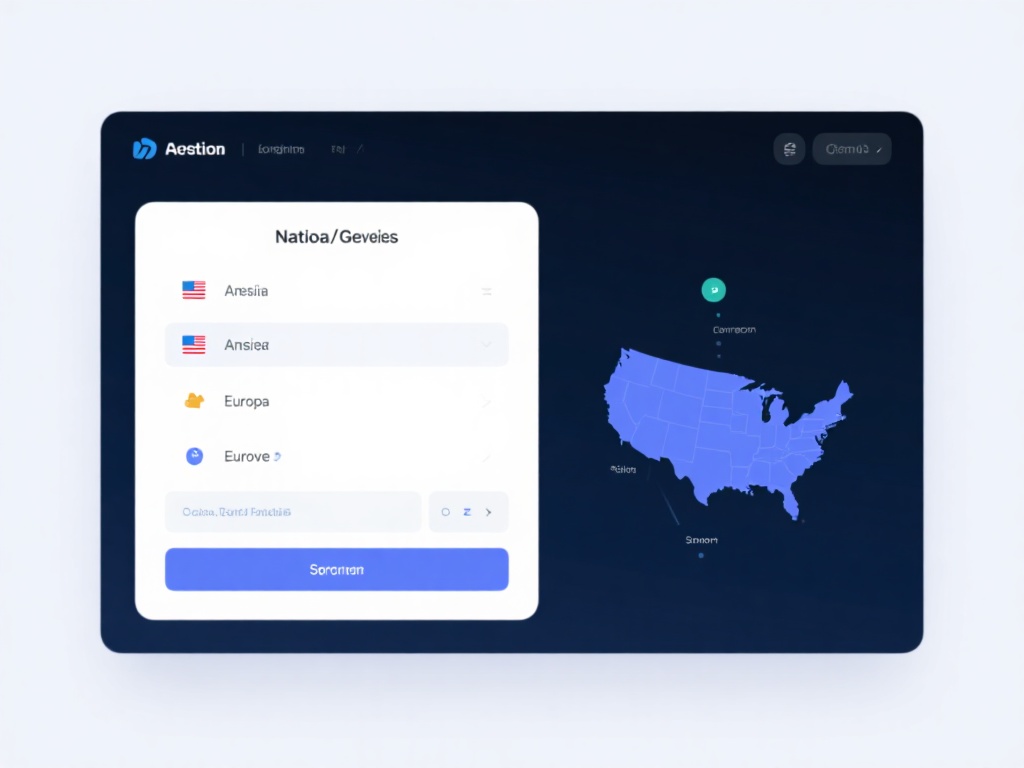 选择服务器与国家
一旦登录成功，可以在界面中找到